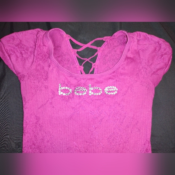 Vintage Bebe Swarovski Crystal Pink top - Picture 6 of 10